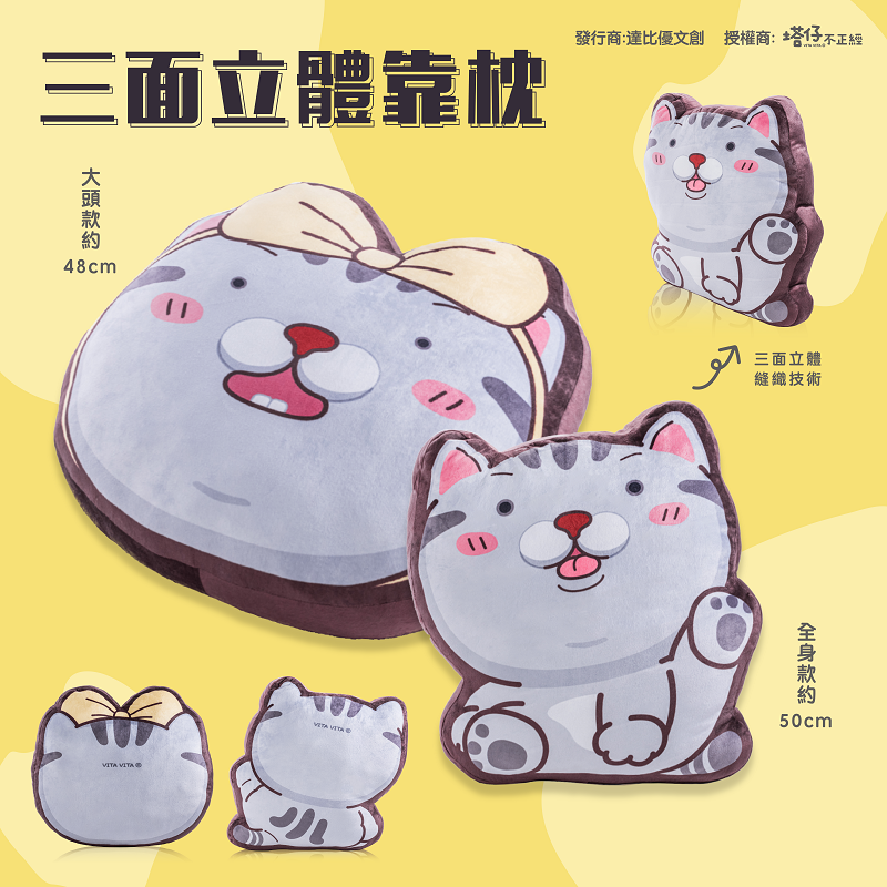 2019年《塔仔不正經》超柔短毛絨三面立體抱(靠)枕
